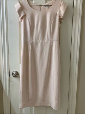 Calvin Klein Pale Pink Ruffle-Shoulder Sheath Dress